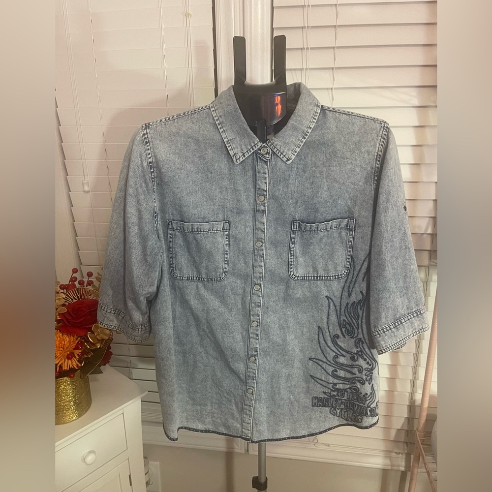 Harley-Davidson Light Blue Casual Button Down Shirt